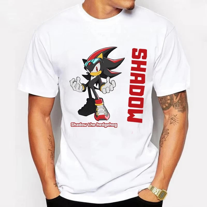 Sonic The Hedgehog: Adult Cotton T-shirt Fashion Printed Top Anime Clothes Short Sleeve Clothing Shadow The Hedgehog