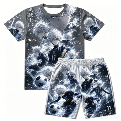 Demon Slayer: Gyomei Himejima  Soccer Print T-Shirt Shorts Set For Men Women Kids Soft Anime Summer Loungewear Pajama