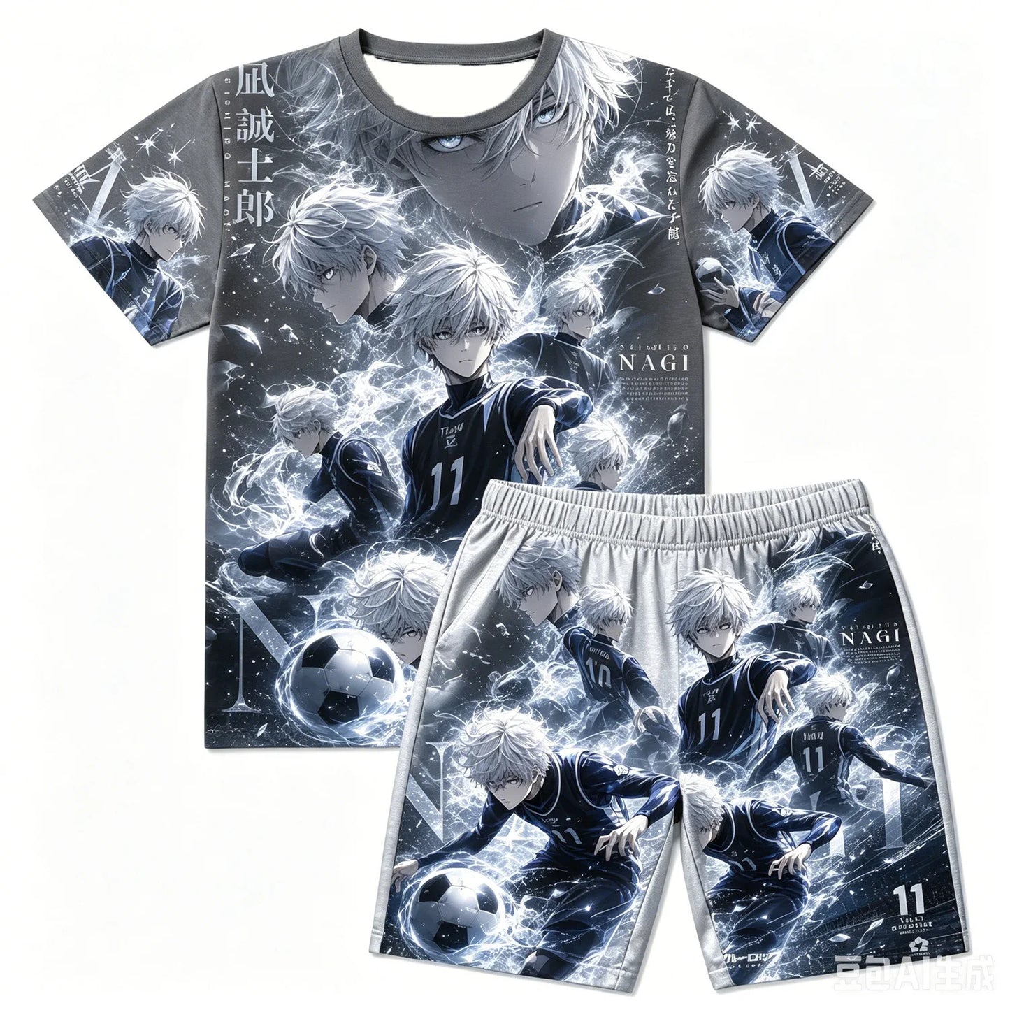 Jujutsu Kaisen: Gojo Soccer Print T-Shirt Shorts Set For Men Women Kids Soft Anime Summer Loungewear Pajama