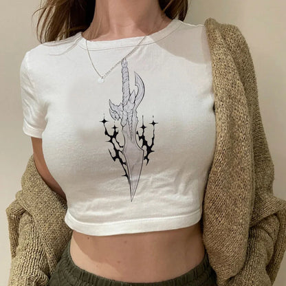 Solo Leveling: Levelling crop top gothic  summer cute Aesthetic 2000s harajuku coquette Streetwear babydoll woman t-shirt