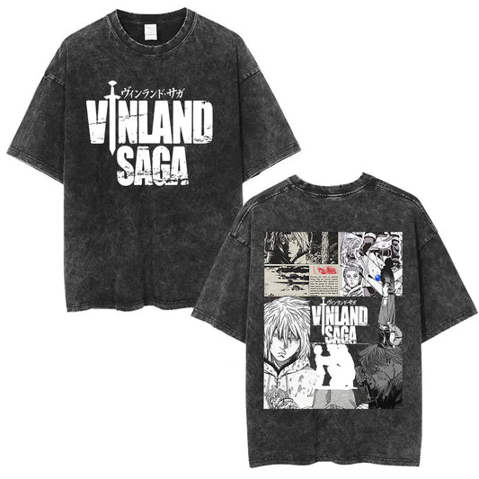 Vinland Saga: T-shirt Manga Thorfinn Karlsefni Graphic Vintage Washed T Shirt Men's Women Casual Cotton Oversized T-shirts