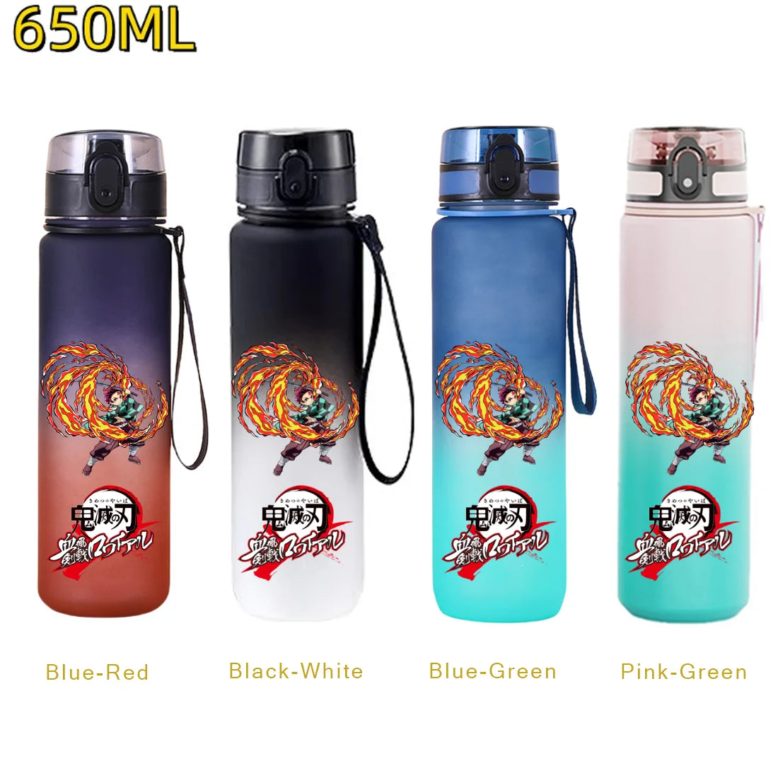 Demon Slayer: 650ML Kamado Tanjirou Water Bottle Kamado Nezuko Kochou Shinobu Fitness Drink Bottle Kettle Travel Office Jugs