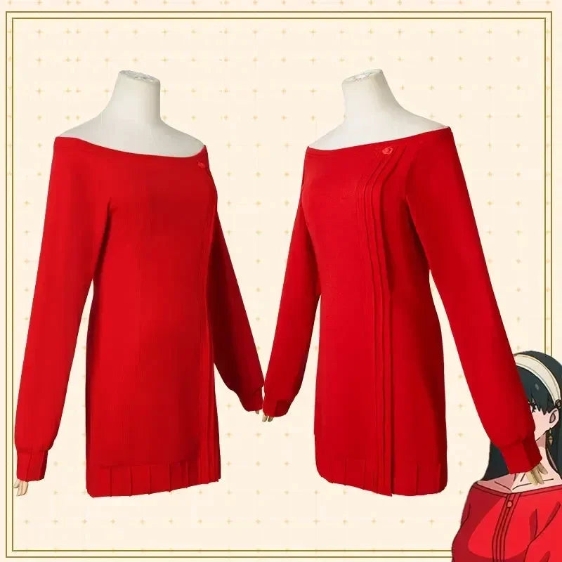 Spy x Family: Yor Forger Cosplay Long Red Knitting Sweater Costume Anime Spy family Women's Wear