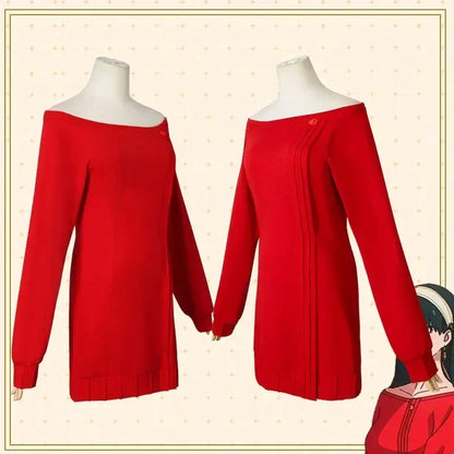 Spy x Family: Yor Forger Cosplay Long Red Knitting Sweater Costume Anime Spy family Women's Wear