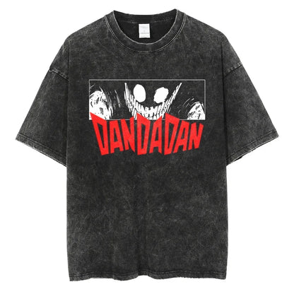 Dandadan :26 Anime Okarun Ken Takakura Print Washed Tshirt Men Manga Vintage T-shirts Oversized Cotton T Shirt Harajuku Male Tops