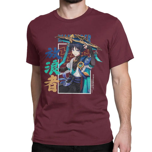 Genshin Impact: Wanderer Scaramouche for Men Women T Shirt Vintage Tee Shirt Short Sleeve T-Shirt 100% Cotton Summer Clothing