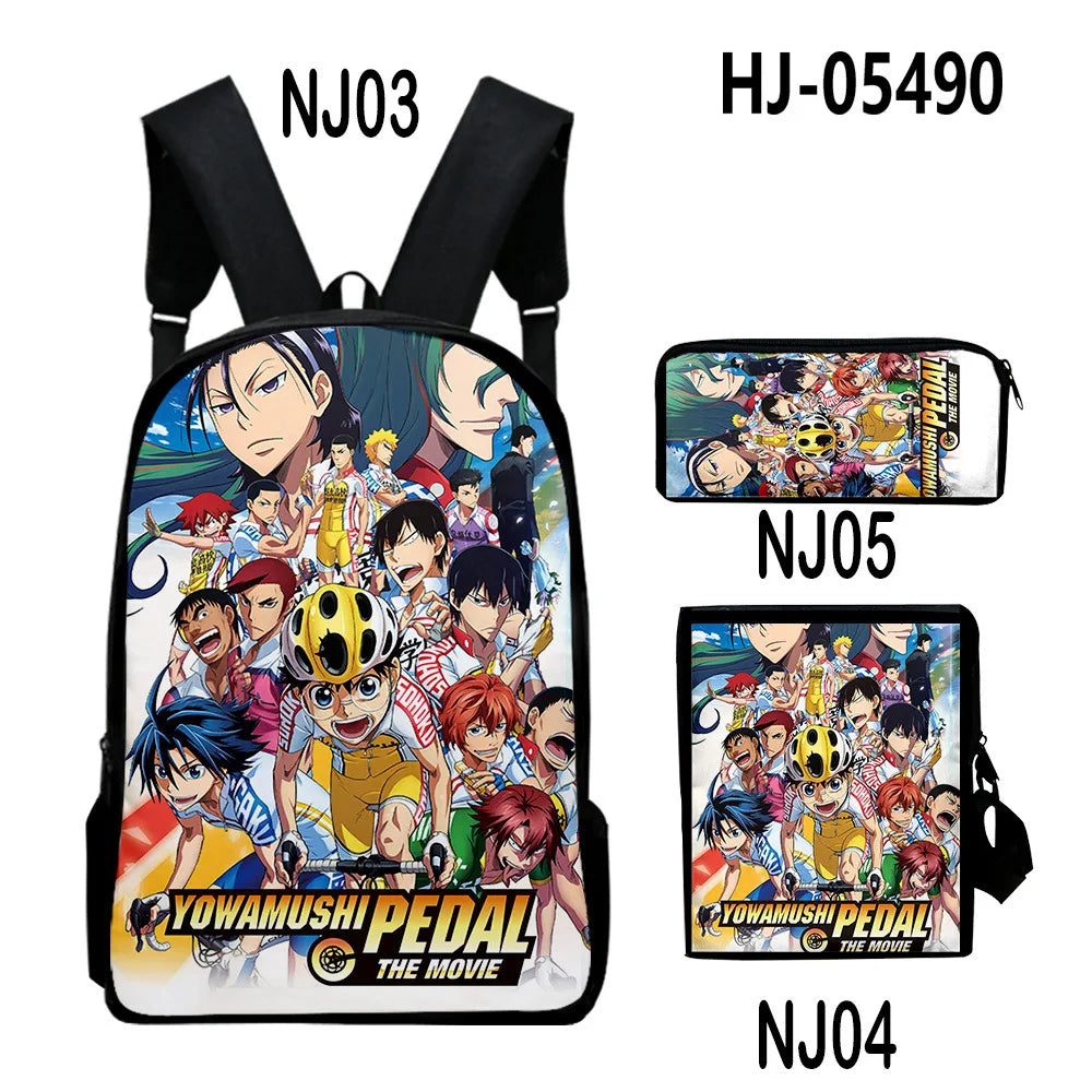 Yowamushi Pedal :3D Print 3pcs/Set pupil School Bags Laptop Daypack Backpack Inclined shoulder bag Pencil Case
