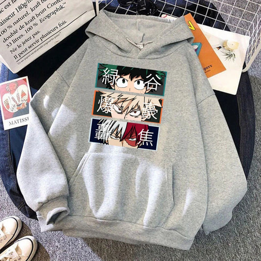 My Hero Academia: Autumn Winter Fashion Long-Sleeved Sweater Anime Deku Bakugou Katsuki Todoroki Shoto Outdoor Sports Hoodie