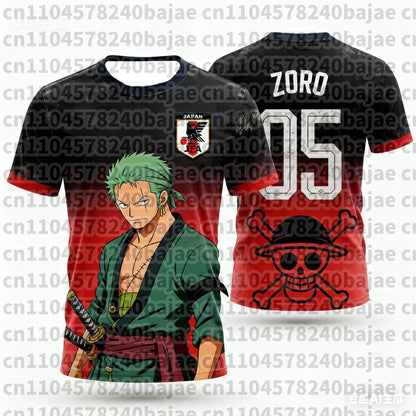 One Piece: Japan Luffy Football Jersey T-shirt Kids Football Special Jersey Kit Adult Men's Quick-Drying Sweatshirt
