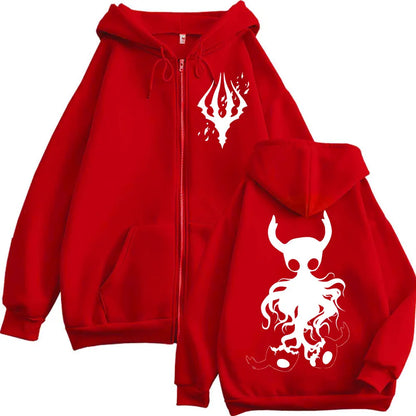 Hollow Knight: Game Graphic Zipper Hoodies Gothic Vintage Zip Up Hooded Sweatshirts Men Women Fashion Casual Pullovers
