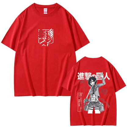 Attack on Titan: Mikasa Ackerman Merch T-shirt Men Women Manga Harajuku Oversized T Shirt Male Casual Retro Cotton T-shirts