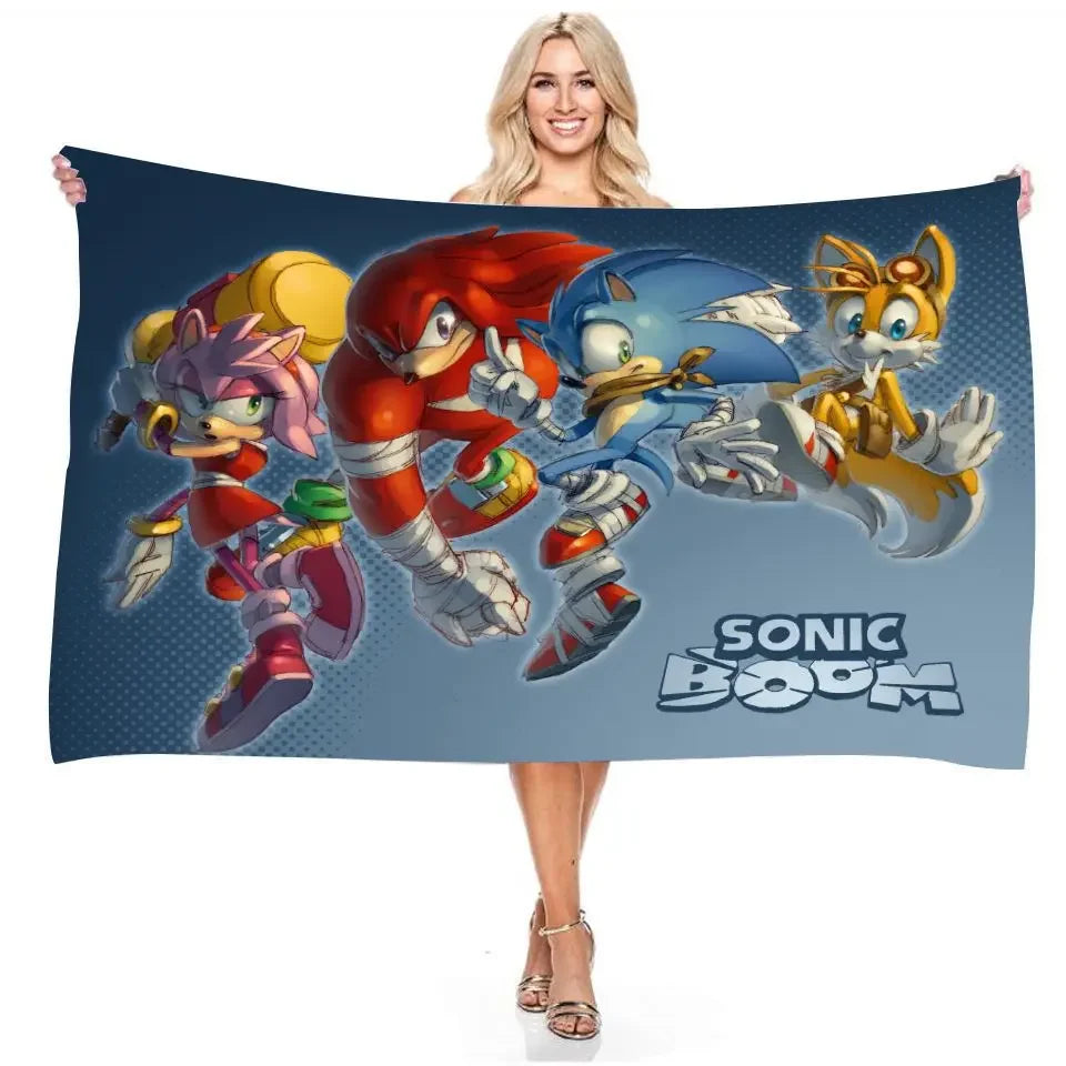 Sonic the Hedgehog: Beach Towel Beach Towel Quick Dry Absorbent Towel Fitness Bath Towel Adult Kids Holiday Gifts