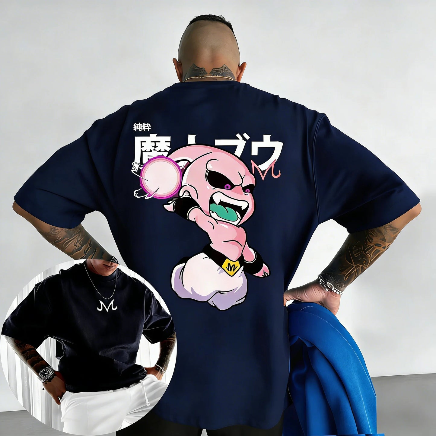 Dragon Ball: Anime Cotton T-shirt Summer New Majin Buu Printed Men's and Women's Street Hip Hop Casual Short Sleeve Top