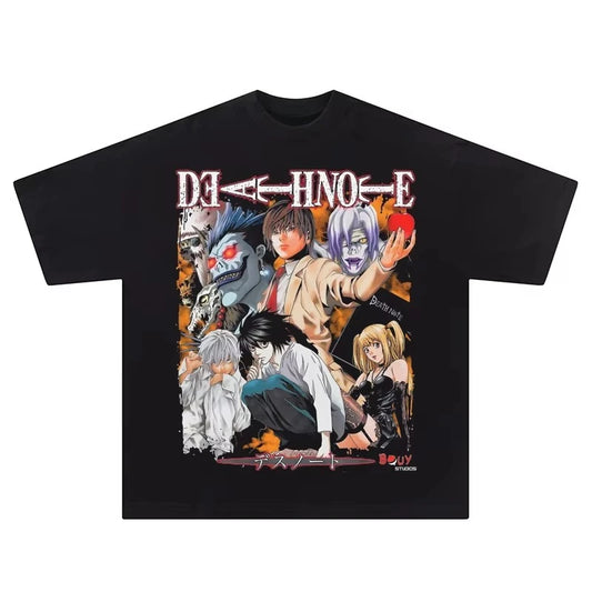 Death Note: T-shirt Night God Moon Anime Print Vintage American Retro Short Sleeve Hip Hop High-quality Luxury Brand Tee Top