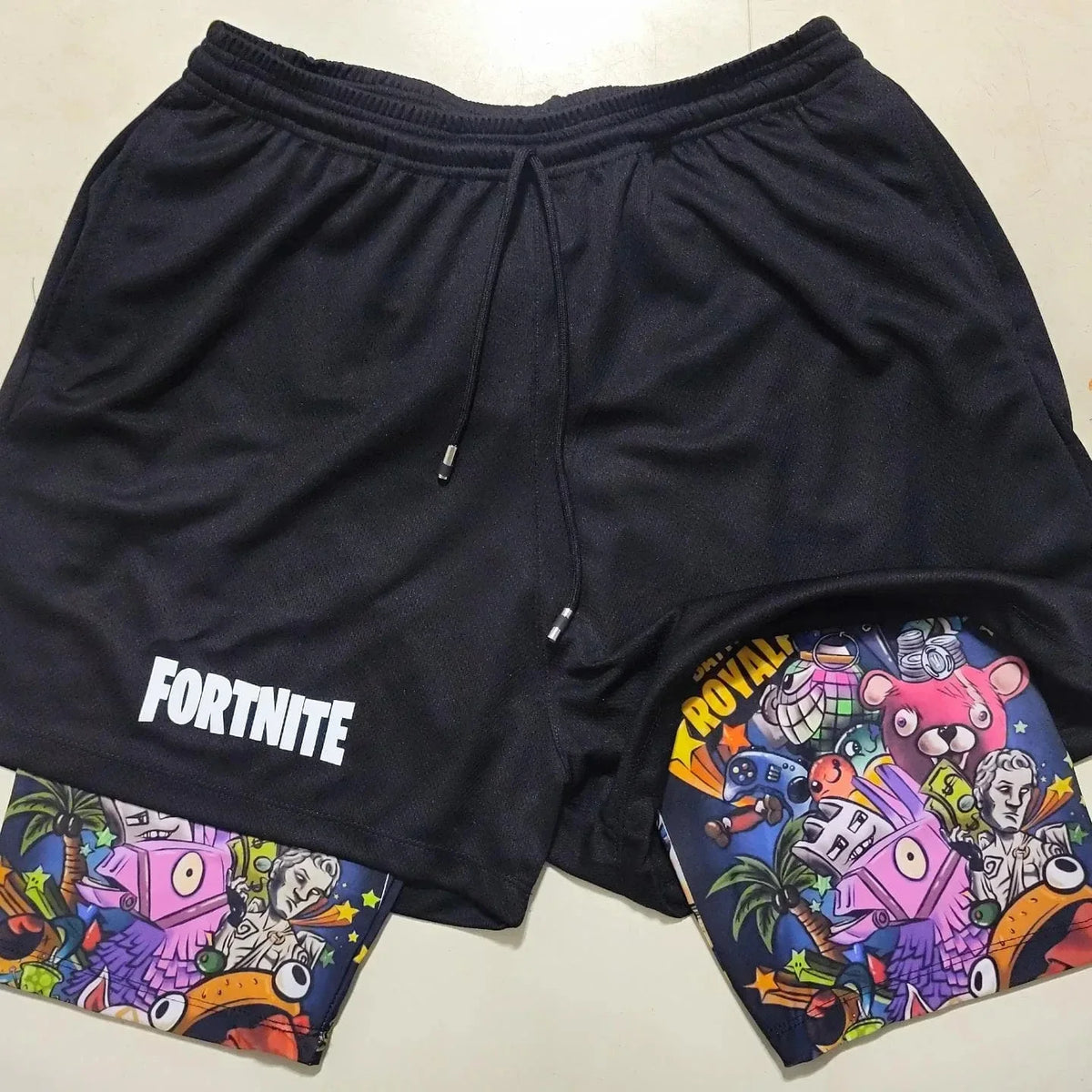 Baki: EVA-01 Shorts Anime Print Double Layer Workout Shorts for Gym Training and Sports