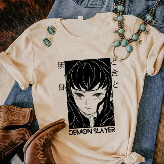Demon Slayer: Muichiro Tokito t shirt manga summer anime tshirt girl comic anime clothing