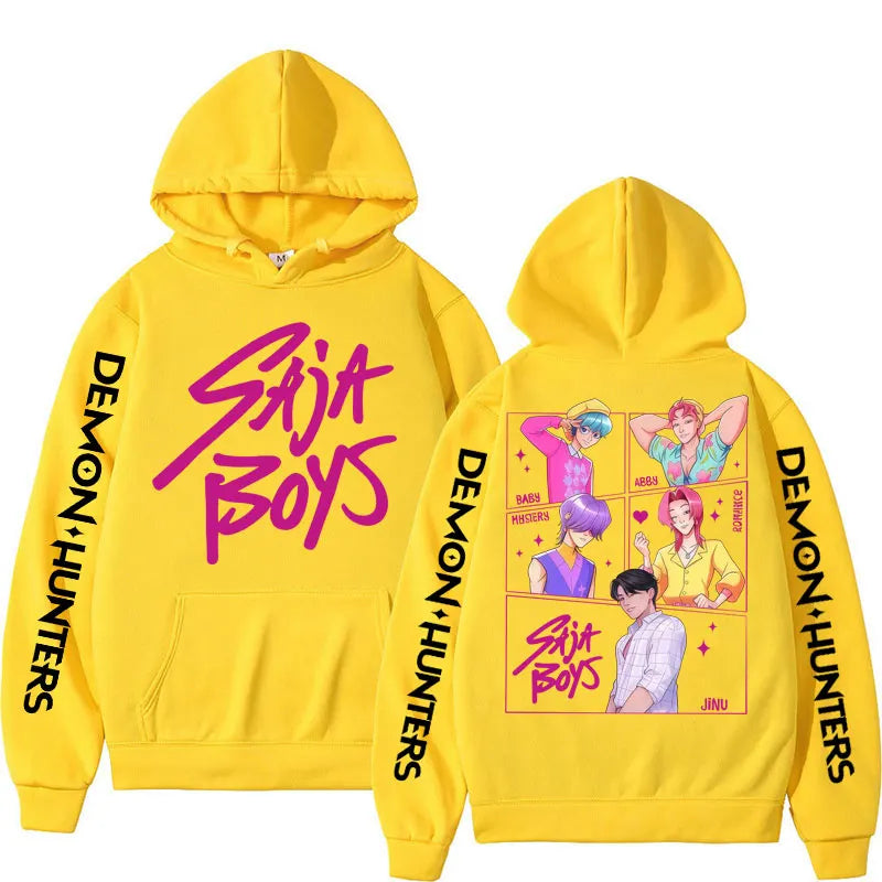 KPop Demon Hunters: Saja Boys Hoodies Men Women Trendy Harajuku Sweatshirt Long Sleeves Loose Fleece Casual Street Wear