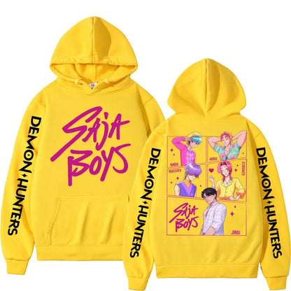 KPop Demon Hunters: Saja Boys Hoodies Men Women Trendy Harajuku Sweatshirt Long Sleeves Loose Fleece Casual Street Wear