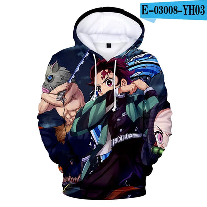 Demon Slayer: Kimetsu No Yaiba Hoodies Sweatshirts Black White Checkered Pattern Full Hoodies Casual