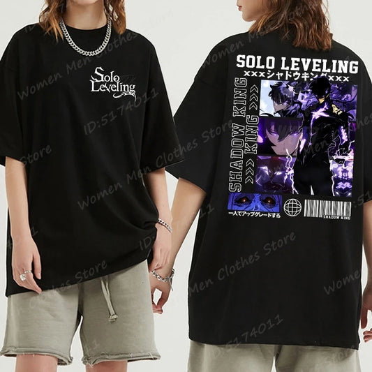 Solo Leveling: Sung Jin Woo T-shirts For Men/Women Summer Short Sleeve Cotton Oversized T-shirt Anime Lover Gift Tshirt Top