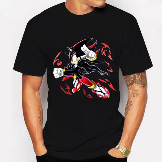 Sonic The Hedgehog: Adult Cotton T-shirt Fashion Printed Top Anime Clothes Short Sleeve Clothing Shadow The Hedgehog