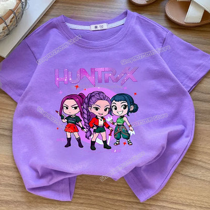 KPop Demon Hunters: Clothes Rumi Mira Zoey Short Sleeve T Shirt Kids Summer Casual Tops Cartoon Toddler Cotton Tee