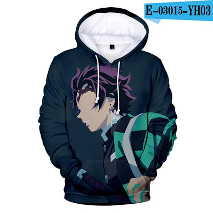 Demon Slayer: Kimetsu No Yaiba Hoodies Sweatshirts Black White Checkered Pattern Full Hoodies Casual