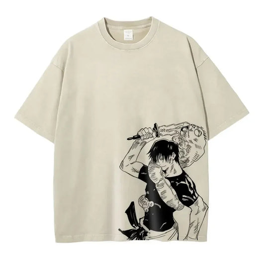 Jujutsu Kaisen: T Shirts Vintage Washed CHOSO T-shirt Oversize Short Sleeve Fushiguro Toji Gojo Saturo Itadori