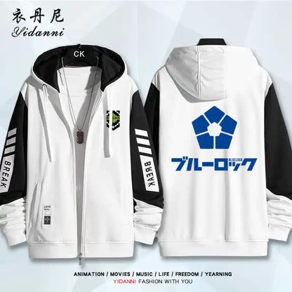 Blue Lock:  Mikage Reo Isagi Yoichi Nagi Seishiro Cosplay Jacket Zipper Hoodie Women Men Fashion Hooded Coat Couple Tops Gift