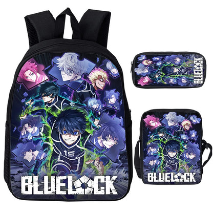 Blue Lock: Isagi Yoichi Backpack Shoulder Bag Pencil Case 3Pcs Set Waterproof Boys Girls Students School Bags Child Bookbag