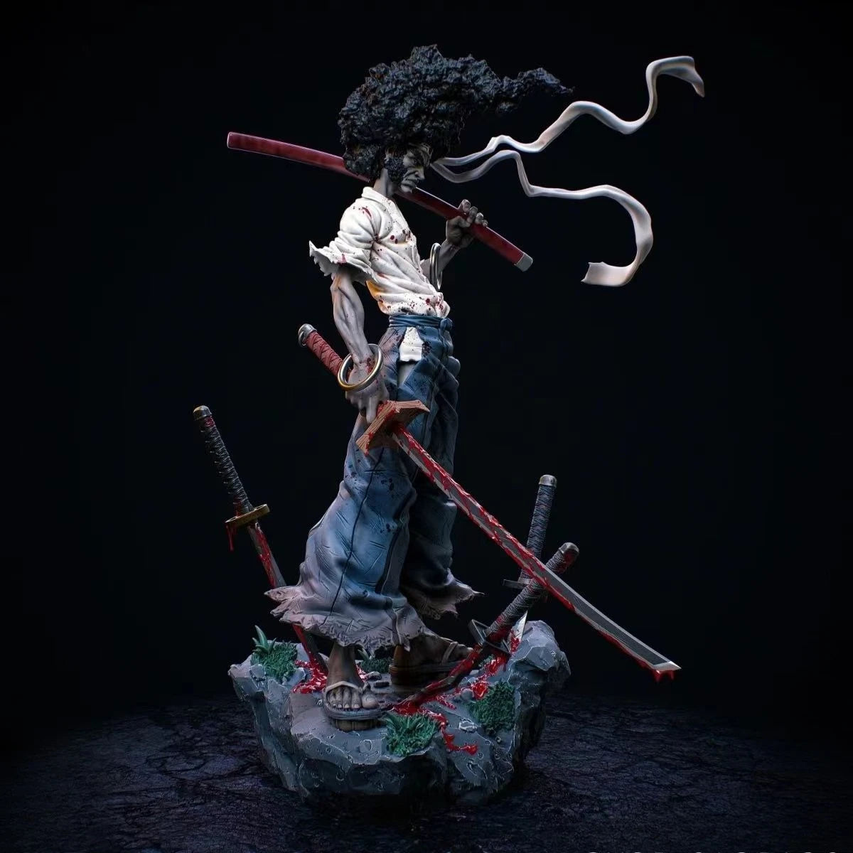 Afro Samurai: 1/24 75mm Japan Samurai Wild-curl Up Resin Model Soldiers Samurai Desktop Figurine White Model 75mm DIY Coloring Figurines Craft
