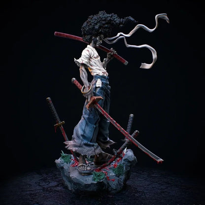 Afro Samurai: 1/24 75mm Japan Samurai Wild-curl Up Resin Model Soldiers Samurai Desktop Figurine White Model 75mm DIY Coloring Figurines Craft