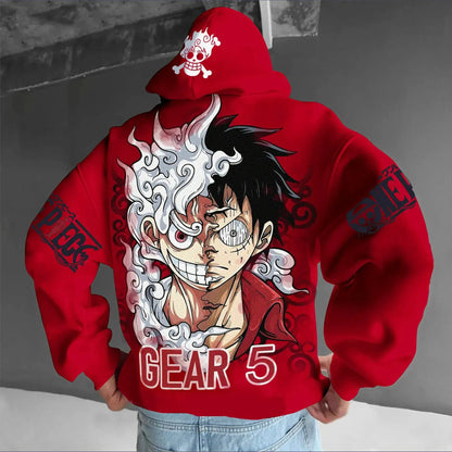 One Piece: Luffy Gear 5 Nika Streetwear Casual Pullover Sweatshirt Autumn Winter Cosplay Long Sleeve Tops