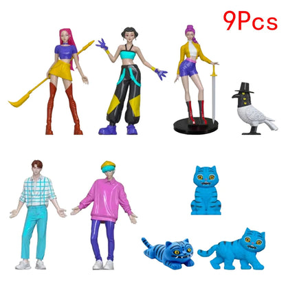 Kpop Demon Hunters Figure Cartoon Kawaii Tiger Rumi Mira Zoey Action Figure PVC Desk Decoration Model Doll Toy Kids Gift