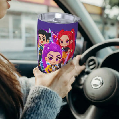 KPop Demon Hunters - Derpy  Insulated Tumbler with Lid Vacuum Thermal Mug Outdoor Travel Car Bottle Cup, 20oz