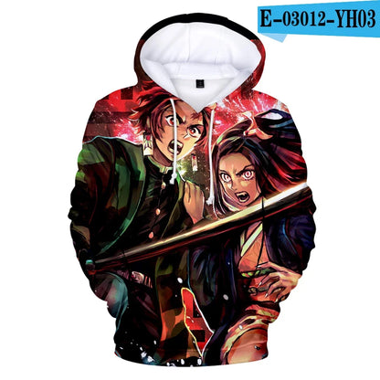 Demon Slayer: Kimetsu No Yaiba Hoodies Sweatshirts Black White Checkered Pattern Full Hoodies Casual