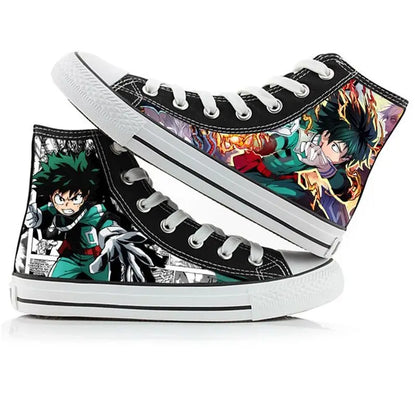 My Hero Academia: high-top canvas shoes anime Izuku Midoriya student capplet shoes breathable and comfortable holiday gift