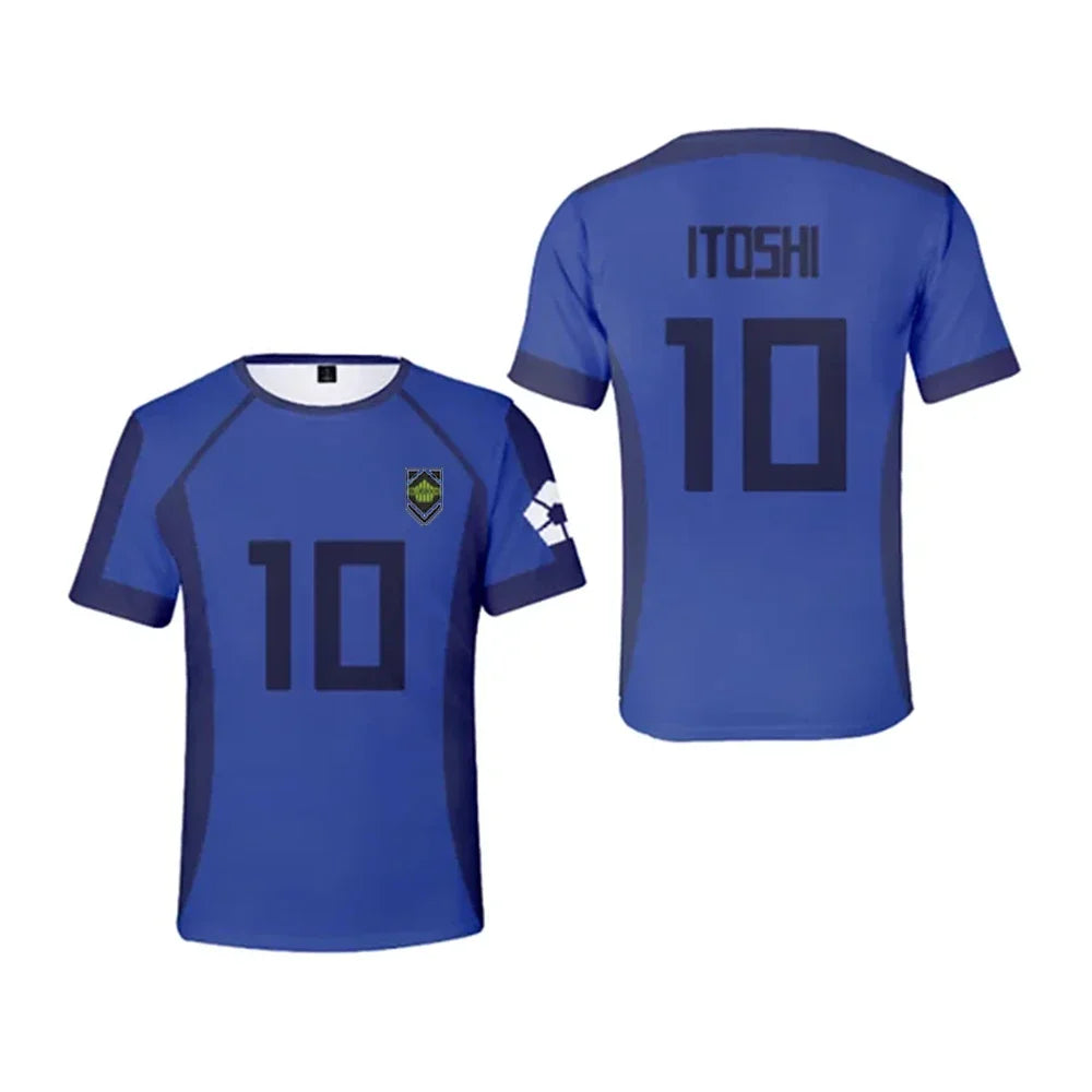 Blue Lock:  Anime Japanese Isagi Yoichi Football Jersey T-shirt Cosplay Hyoma Chigiri Meguru Bachira Tee Original Children Clothes