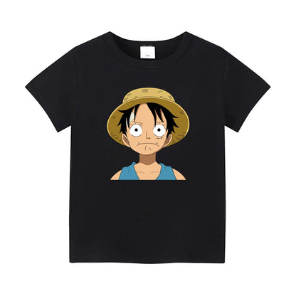 One Piece: Men's Fashion Portgas D. Ace Anime Print T-Shirt, Summer Trend, 100% Cotton, Casual Loose Short Sleeve