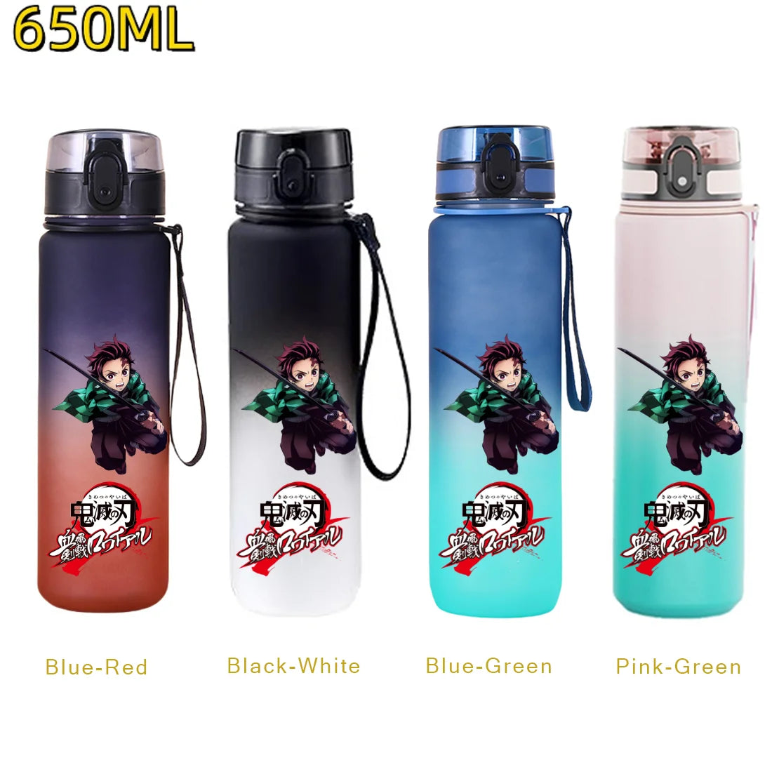 Demon Slayer: 650ML Kamado Tanjirou Water Bottle Kamado Nezuko Kochou Shinobu Fitness Drink Bottle Kettle Travel Office Jugs