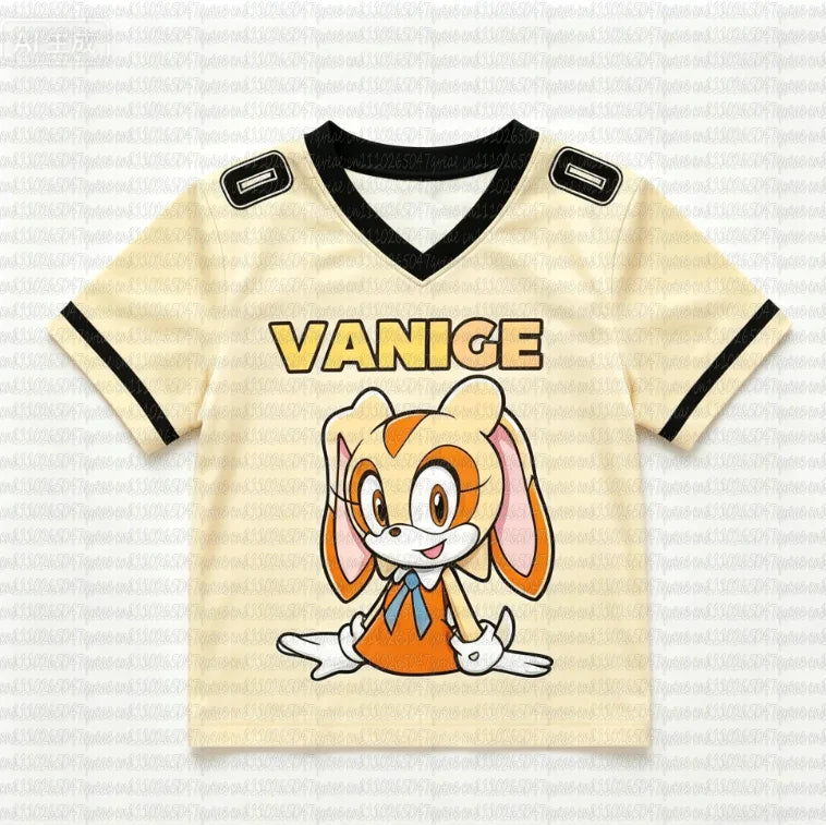 Sonic The Hedgehog: Summer Boy's Girls Casual Sports Style Sonic Print Short Sleeve V-Neck Men's Women's Casual T-shirt Tops