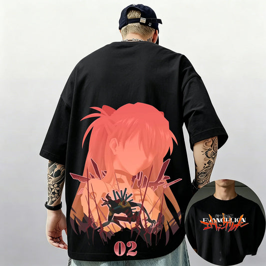 Evangelion: Pattern Street Style Print Short-Sleeve T-Shirt, Y2K Style, Suitable for Both Men and Women