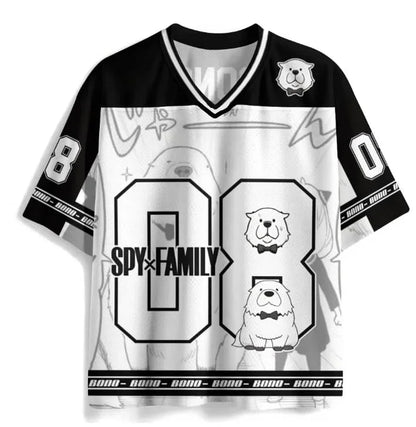 SPy X Family: Adult and Kids Parent-Child Spy Family Anya No. 55 3D Printed American-Style Jersey Trendy Anime Loose Short-Sleeve T-Shirt