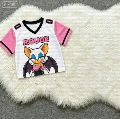 Sonic The Hedgehog: Summer Boy's Girls Casual Sports Style Sonic Print Short Sleeve V-Neck Men's Women's Casual T-shirt Tops