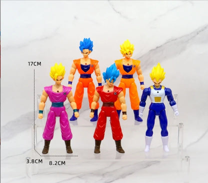 Dragon Ball: 5 Pcs/Set Action Figure Son Goku Vegeta Gogeta Super Saiyan Change Head Figurine 2 Style Ornament Gifts