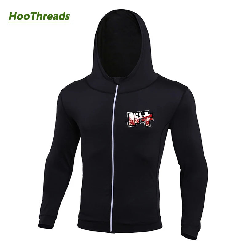 Baki: Print Fitness Running Jackets for Men Sports Athletic Hooded Coats Quick Dry Stretch Outwear Long Sleeve Zip Up Tops
