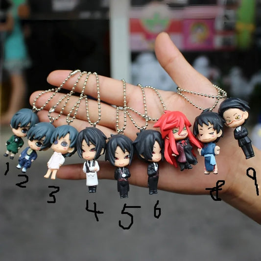 Black Butler: Mini Figure Model Toy Keychain Sebastian Ciel Grell Character Collectible Doll For Bag Decoration Keychain