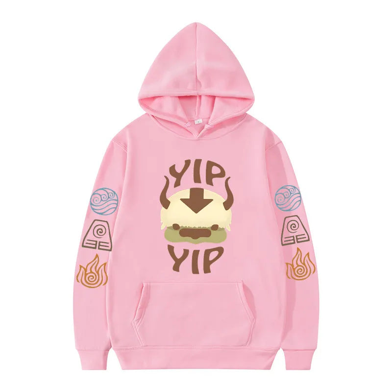 Avatar The Last Airbender: Hoodie Men's and Women's Couple Appa YIP Letter Printed Brushed Anime Sports Shirt Pullover Top