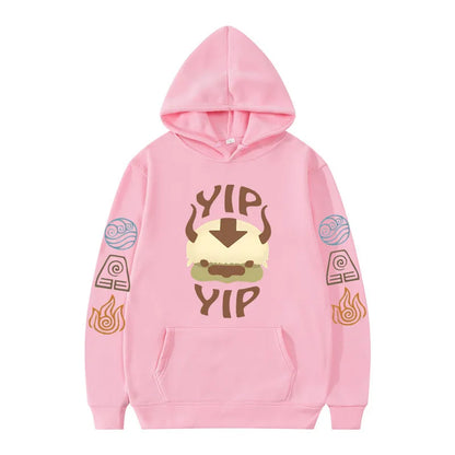 Avatar The Last Airbender: Hoodie Men's and Women's Couple Appa YIP Letter Printed Brushed Anime Sports Shirt Pullover Top