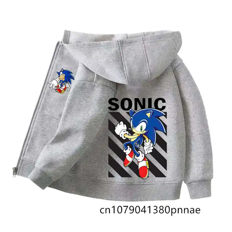 Sonic The Hedgehog:  Zipper Hoodie Set Zipper Hoodie Fashion Coat Kids Cartoon Teen Tracksuits Toddler Clothe Sport Suit